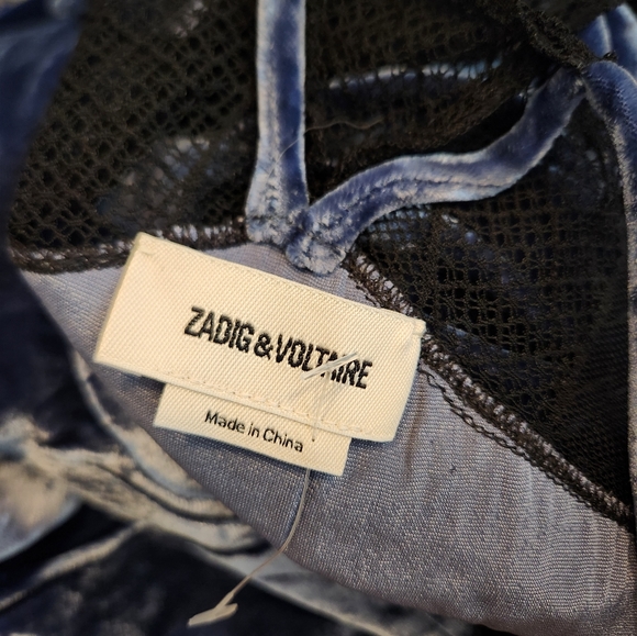 Zadig & Voltaire NWT Risty Velvet Blueberry Dress Slip Lace - Picture 8 of 9